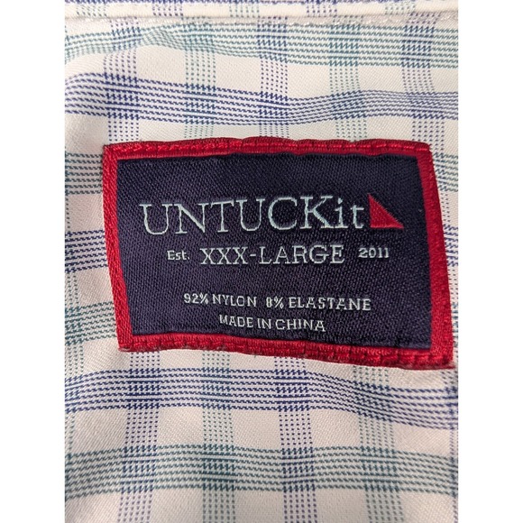 Untuckit Montiglet Shirt Men's Size 3XL Button Up Multicolor Plaid Stretch Nylon - Picture 4 of 12